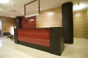 reception desk in waiting room